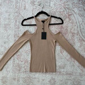NBD Effie Tan Cold Shoulder Ribbed Top – NWT